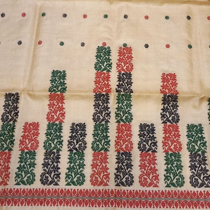 Toss Muga Mekhela Chador (Handmade, Self Border)